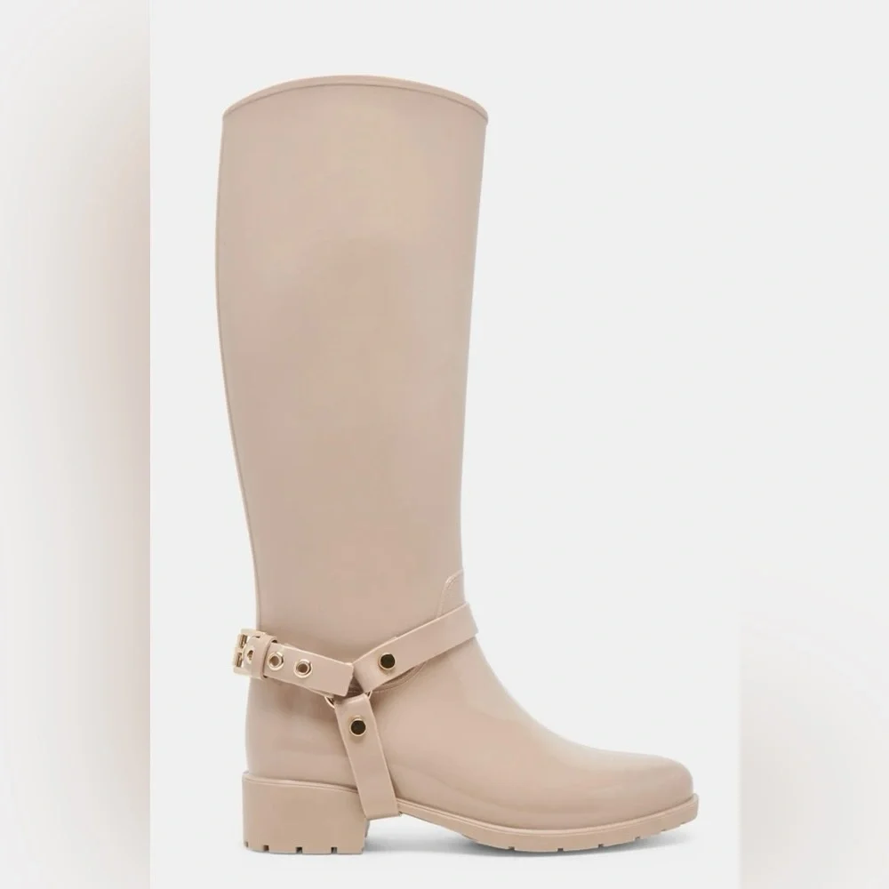 Women's Beige Knee-High Waterproof Boots